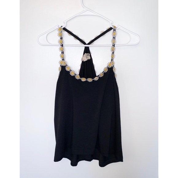 Pacsun Black Tank Top with Daisies - Picture 3 of 4